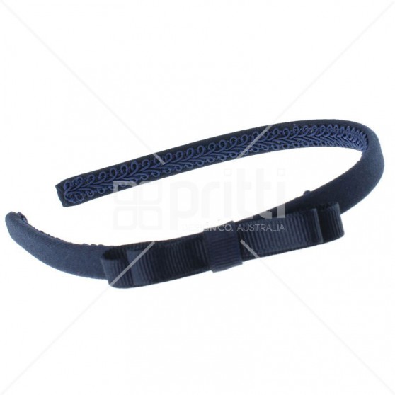 Navy Blue Grosgrain Bow Alice Hairband - 10 per pack