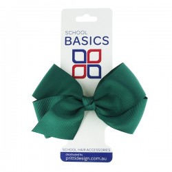 Bottle Green Large Jani Bow on Clip - 10 per pack