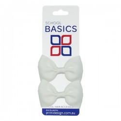 White Basic Grosgrain Bows on Elastic Pair - 10 per pack