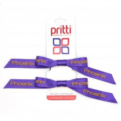 Custom Printed Satin Pigtail Bows - 10 per pack