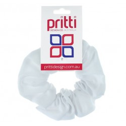White Large Fabric Scrunchies - 10 per pack