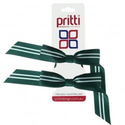 Holy / White Striped Pigtail Bows  - 10 per pack