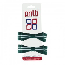 Holy / White Double Bow Striped Pigtails  - 10 per pack