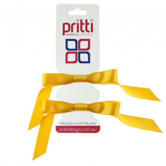 Bright Gold Satin Pigtail Bows - 10 per pack