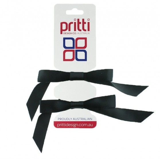 Black Satin Pigtail Bows - 10 per pack