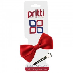 Red Satin Bow Clip - 10 per pack