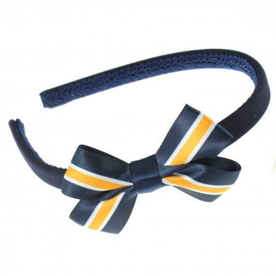 Midnight alice hairband with 22mm striped bow - 10 pack