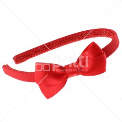 Red Satin Bow Alice Hairband - 10 per pack