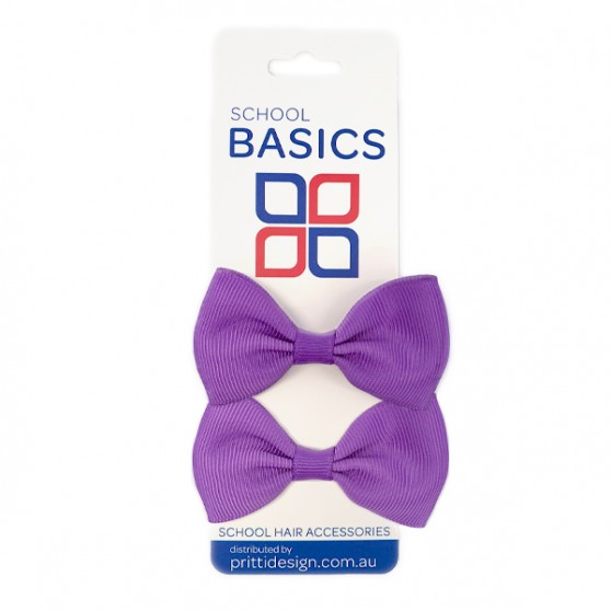 Purple Basic Grosgrain Bows on Elastic Pair - 10 per pack