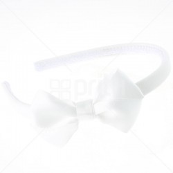 White Satin Bow Alice Hairband - 10 per pack