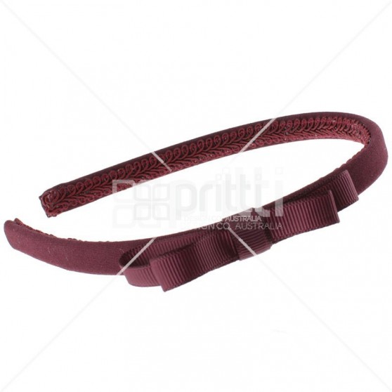 Maroon Grosgrain Bow Hairband - 10 per pack