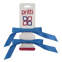Capri Blue Satin Pigtail Bows - 10 per pack