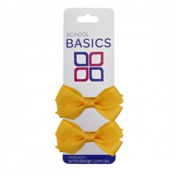 Yellow Gold 2pce Mini Jani Bow on Clips - 10 per pack