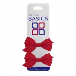 Red 2pce Mini Jani Bow on Clips - 10 per pack