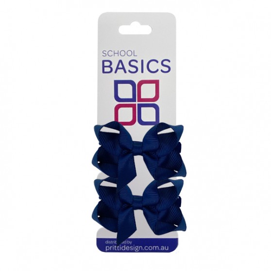 Navy Blue 2pce Mini Shilo Bow on Clips - 10 per pack